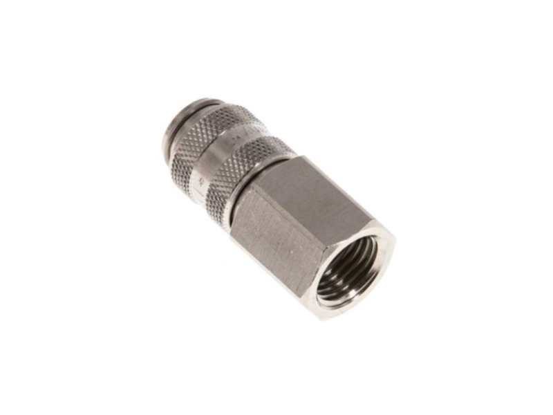 Kupplungsdose für Stecker beidseitig absperrend IG G 1/8" NW 5 Messing vernickelt