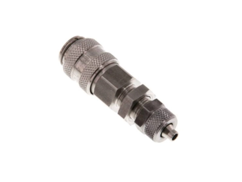 Kupplungsdose für Schlauch 8x6 mm mit Schottgewinde M 12x1 und ÜWM NW 5 Edelstahl 1,4305