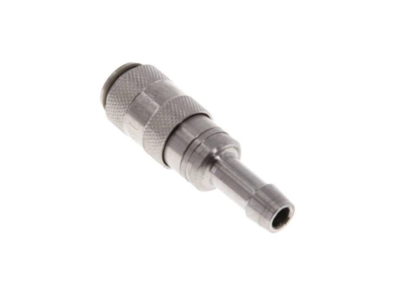 Kupplungsdose für Stecker beidseitig absperrend mit Schlauchtülle 4 mm NW 2,7 Edelstahl 1.4404